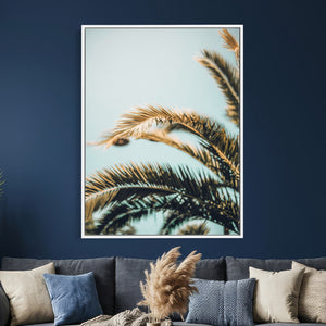 Palm Leaves Wall Art Canvas Print, Minimal Tropical Palm