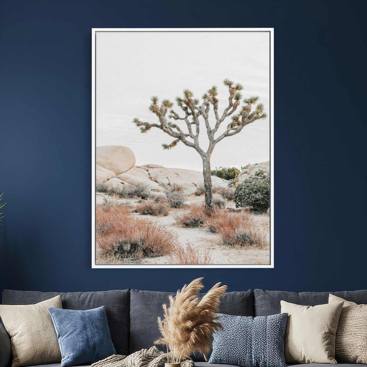 Joshua Tree Desert Wall Art Canvas Print, Minimal Southwest