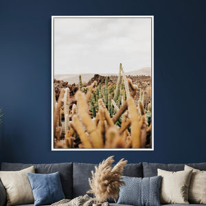 Minimal Desert Cactus Wall Art Canvas Print, Neutral