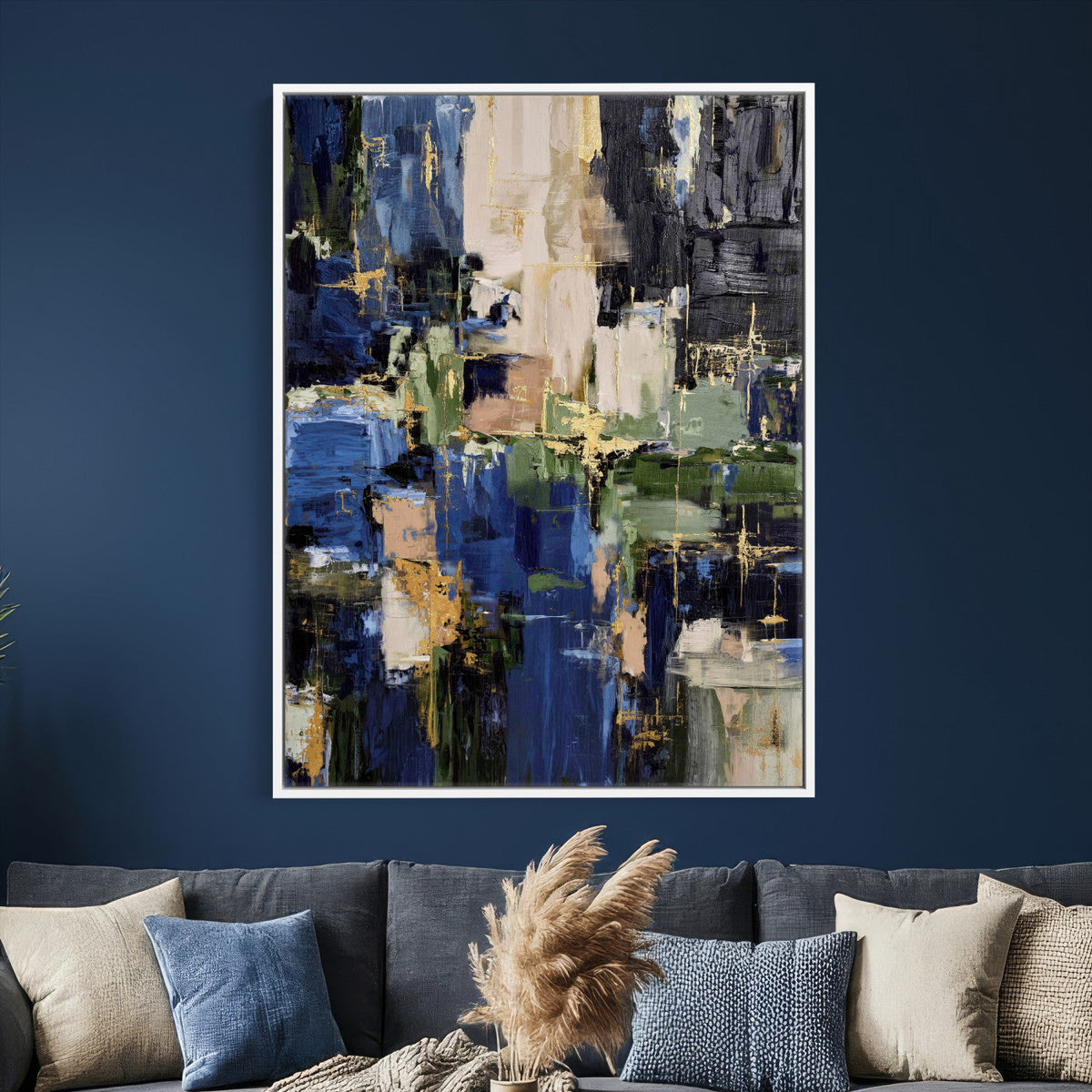 Abstract Dark Blue Wall Art Canvas Print