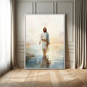 Jesus Walking on Water Wall Art Canvas Print, Christian Wall