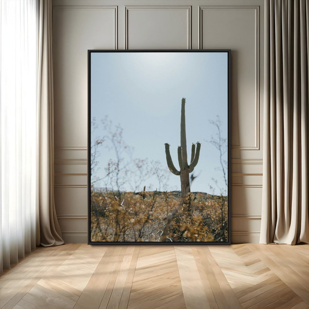 Saguaro Cactus Wall Art Canvas Print – Framed Southwestern