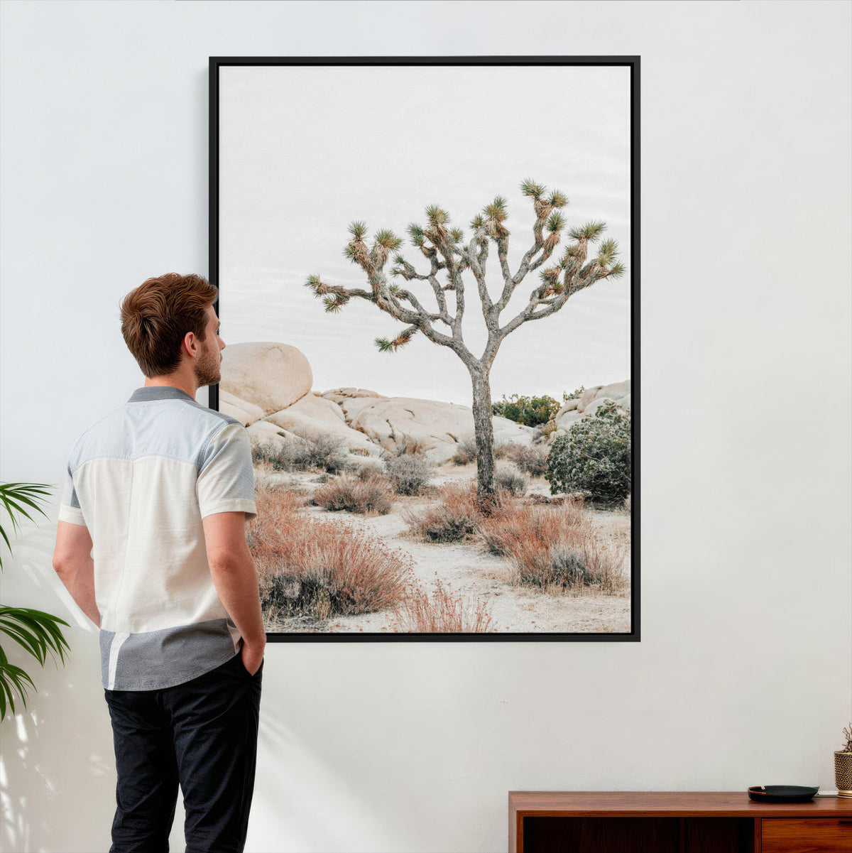 Joshua Tree Desert Wall Art Canvas Print, Minimal Southwest