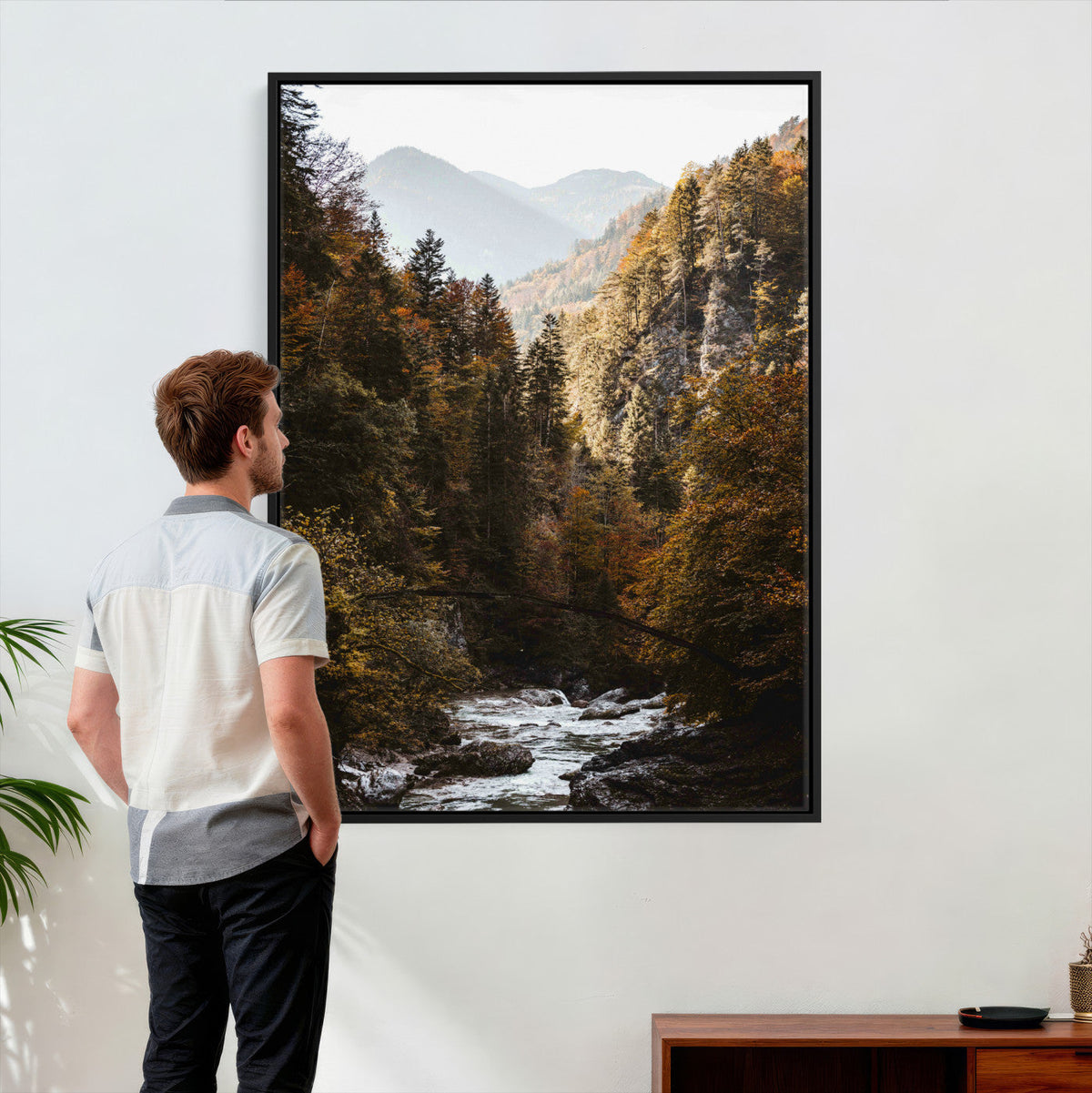 Autumn Forest Mountain Wall Art Canvas Print, Nature
