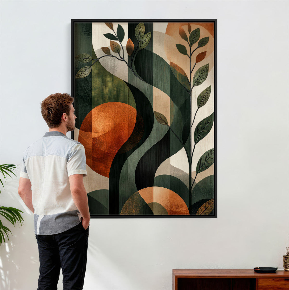 Abstract Green Flowers Wall Art Canvas Print