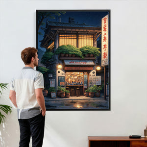 Evening at the Ramen Shop Canvas Wall Art — Japan Night