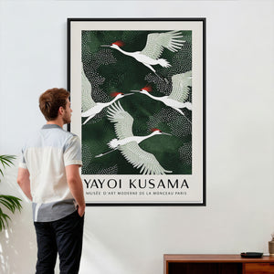 Yayoi Kusama Crane Bird Wall Art Canvas Print, Japanese