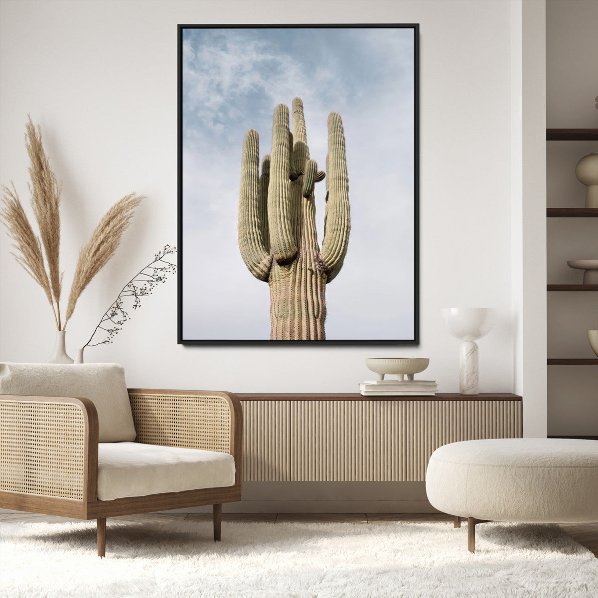 Saguaro Cactus Wall Art Canvas Print – Framed Earthy Desert