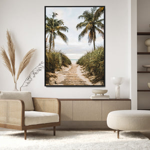 Tropical Beach Wall Art Canvas Print – Framed Coastal Palm