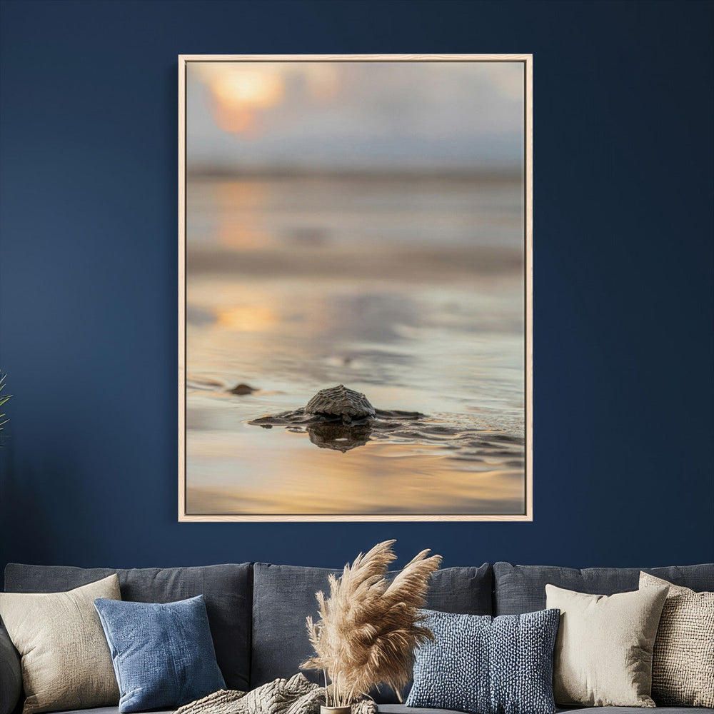 Sea Turtle Hatchling Wall Art Canvas Print – Soft Coastal