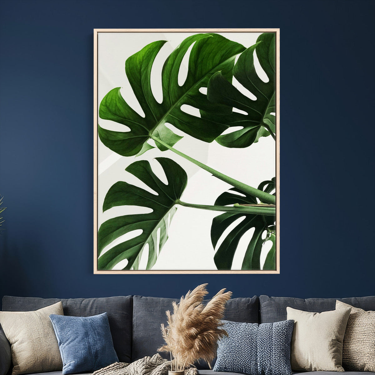Abstract Teal Blue Wall Art Canvas Print, Modern Abstract