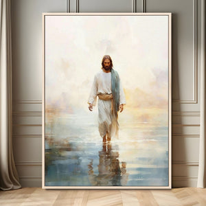 Jesus Walking on Water Wall Art Canvas Print, Christian Wall