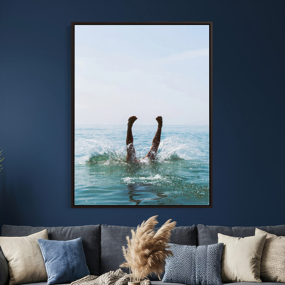 Splash Dive Wall Art – Ocean Waves Canvas Print, Summer Swim