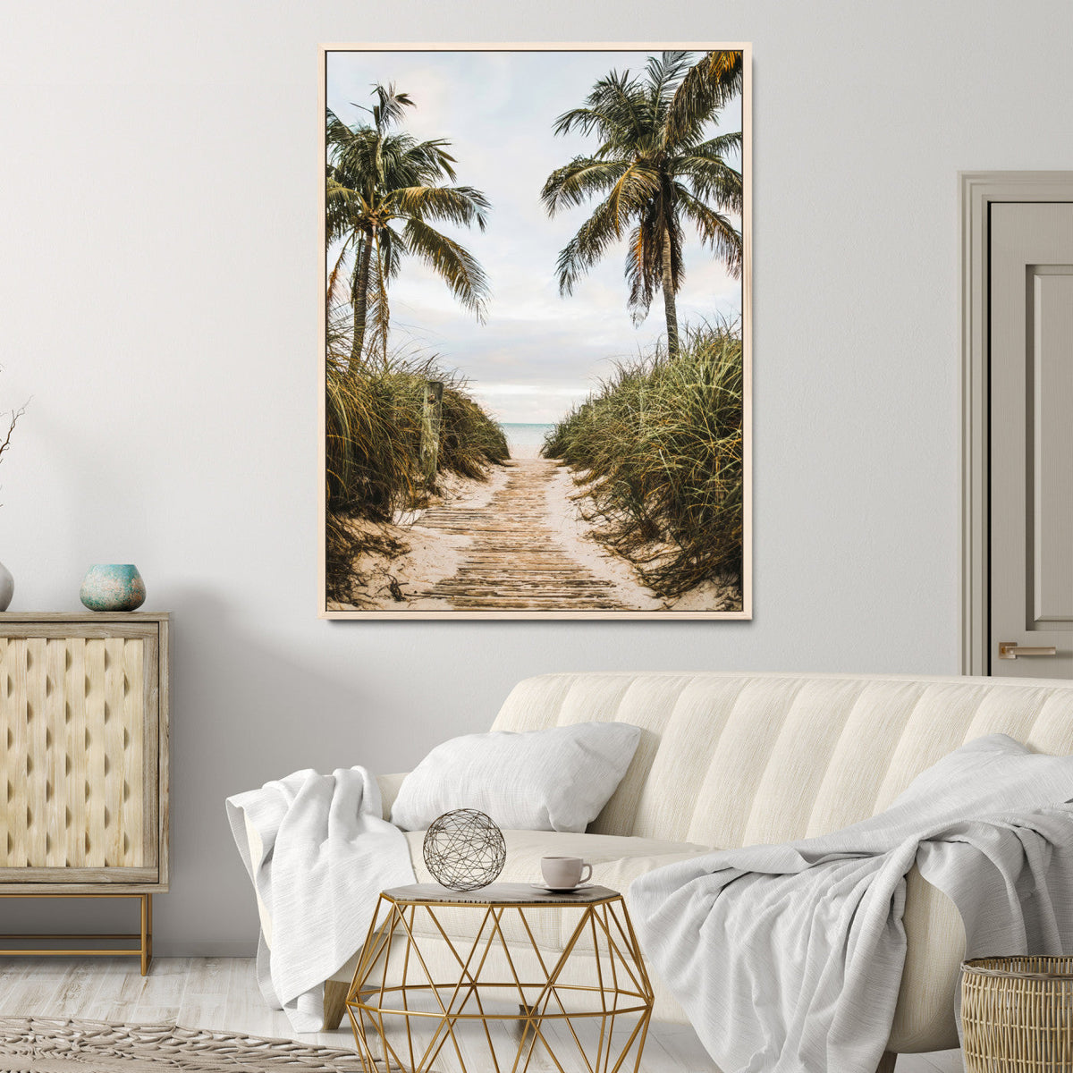 Tropical Beach Wall Art Canvas Print – Framed Coastal Palm