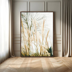 Pampas Grass Wall Art Canvas Print – Framed Neutral Tones