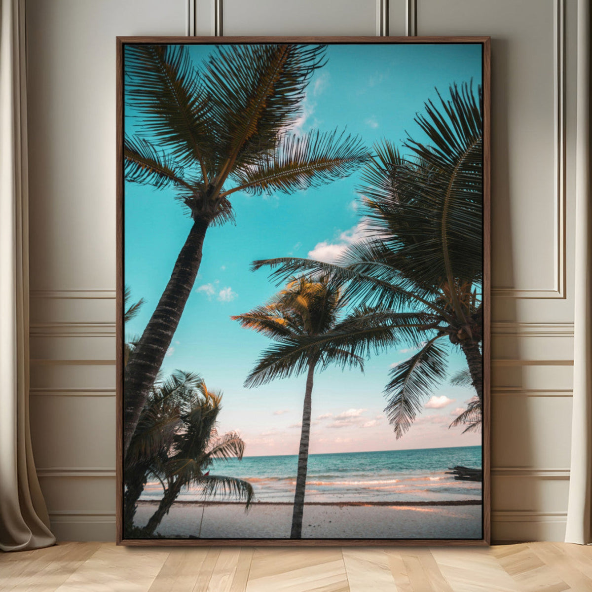 Palm Trees Wall Art Canvas Print – Framed Tropical Beach