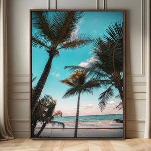 Palm Trees Wall Art Canvas Print – Framed Tropical Beach