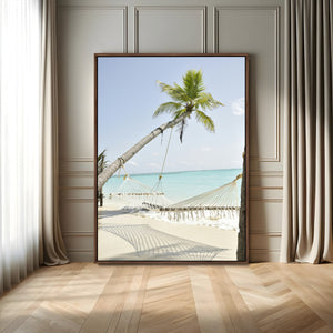 Beach Hammock Wall Art Canvas Print – Framed Tropical