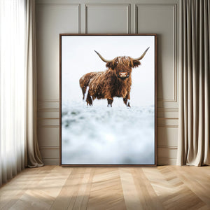 Highland Cow Wall Art Canvas Print – Framed Horned Scottish