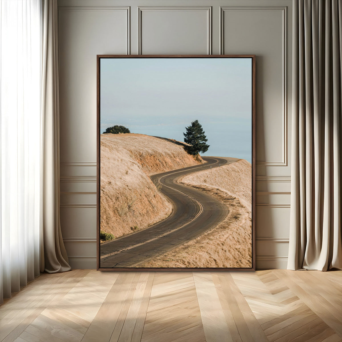 Winding Road Wall Art – Framed Scenic Landscape Canvas