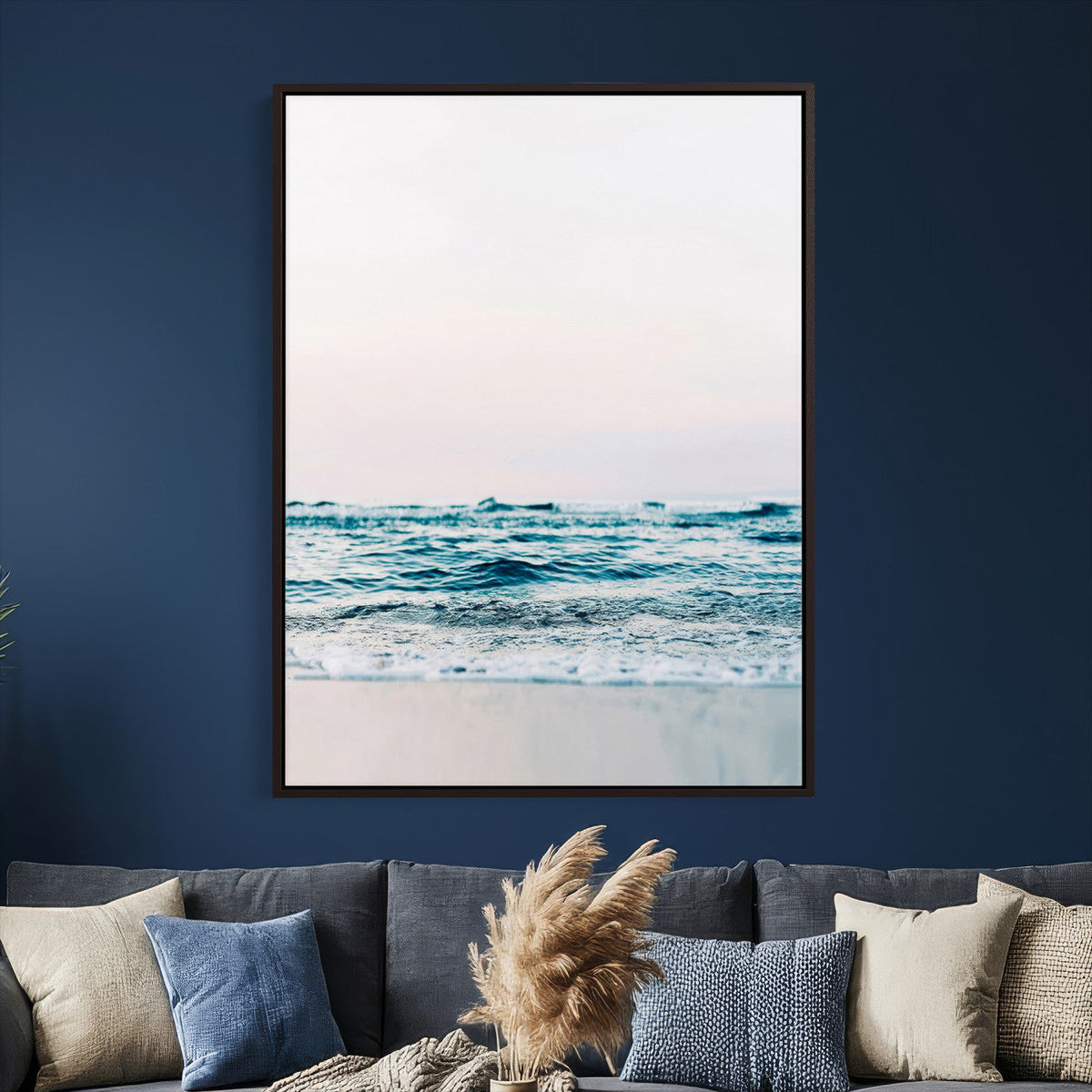 Minimal Ocean Wave Wall Art Canvas Print – Coastal Seascape