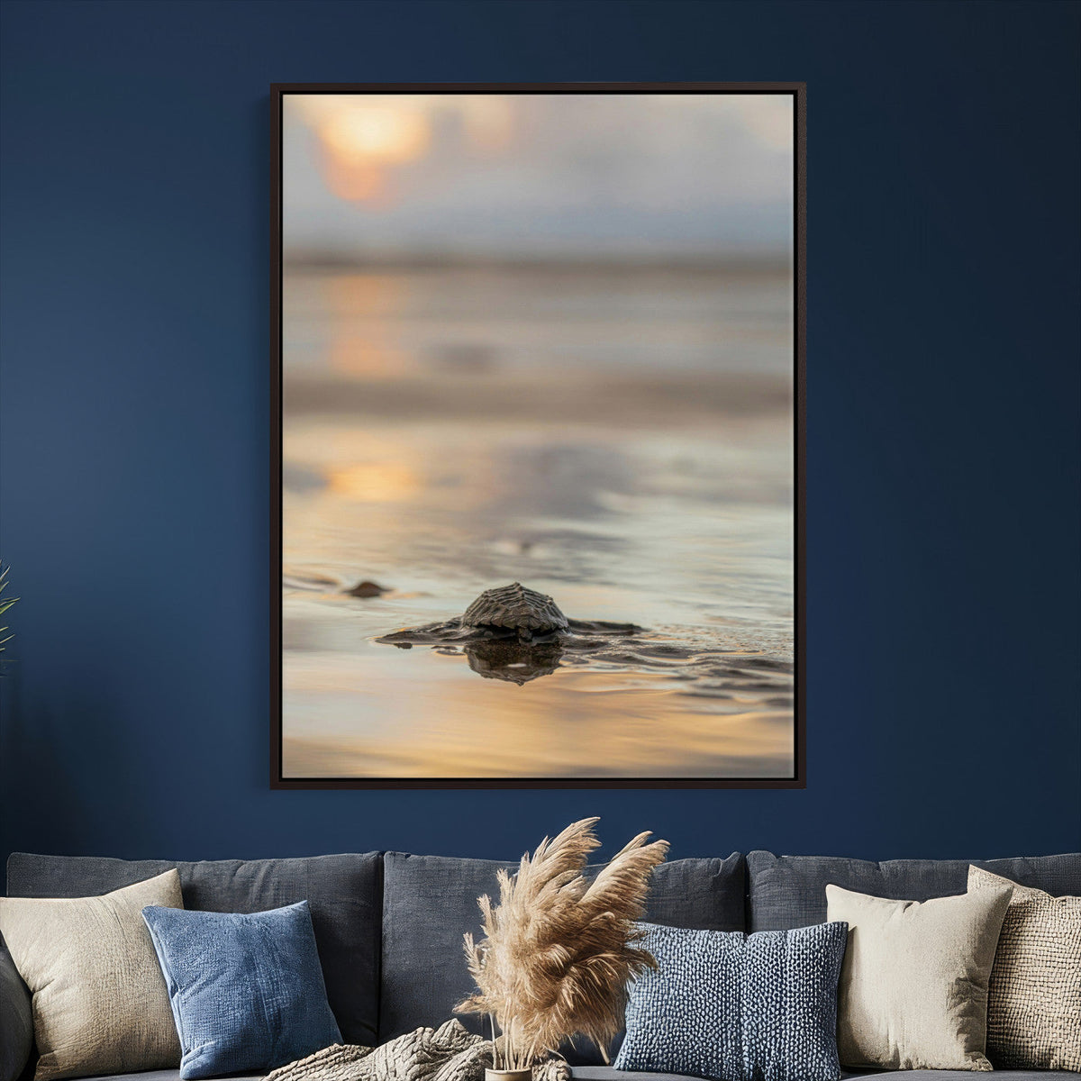 Sea Turtle Hatchling Wall Art Canvas Print – Soft Coastal