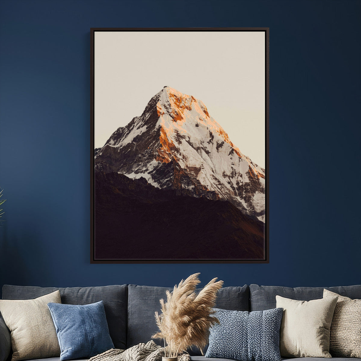 Golden Peak Mountain Wall Art Canvas Print, Minimal Alpine