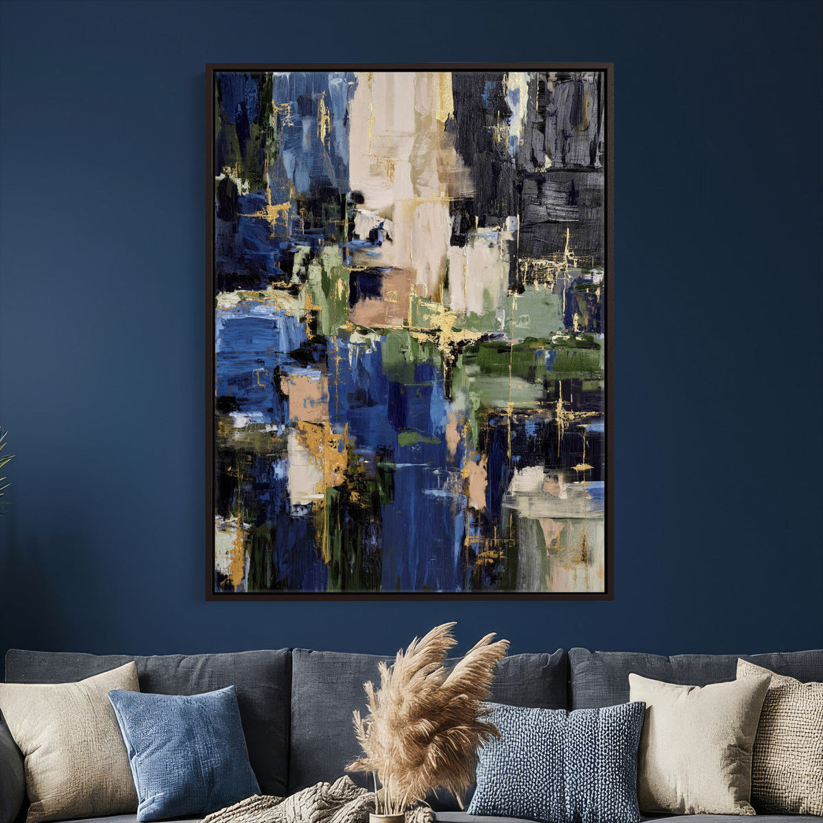 Abstract Dark Blue Wall Art Canvas Print