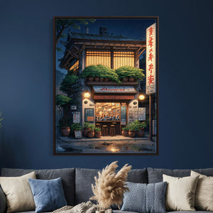 Evening at the Ramen Shop Canvas Wall Art — Japan Night