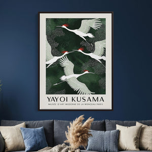 Yayoi Kusama Crane Bird Wall Art Canvas Print, Japanese