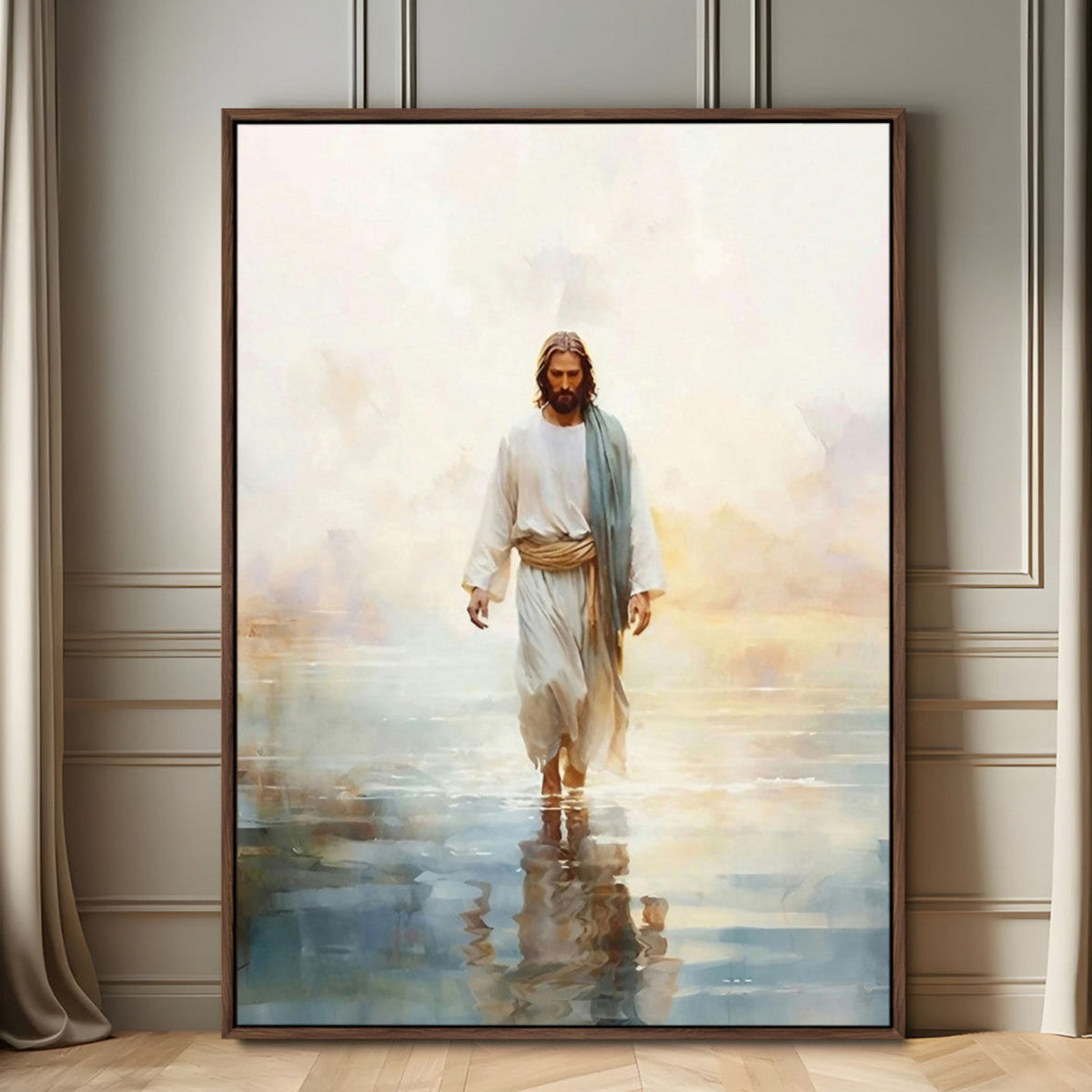 Jesus Walking on Water Wall Art Canvas Print, Christian Wall