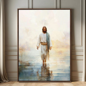 Jesus Walking on Water Wall Art Canvas Print, Christian Wall