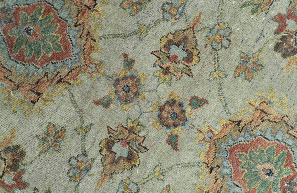 Traditional Turkish Design Beige and Rust 6x8.6 Hand Knotted Wool Area Rug