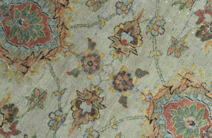 Traditional Turkish Design Beige and Rust 6x8.6 Hand Knotted Wool Area Rug