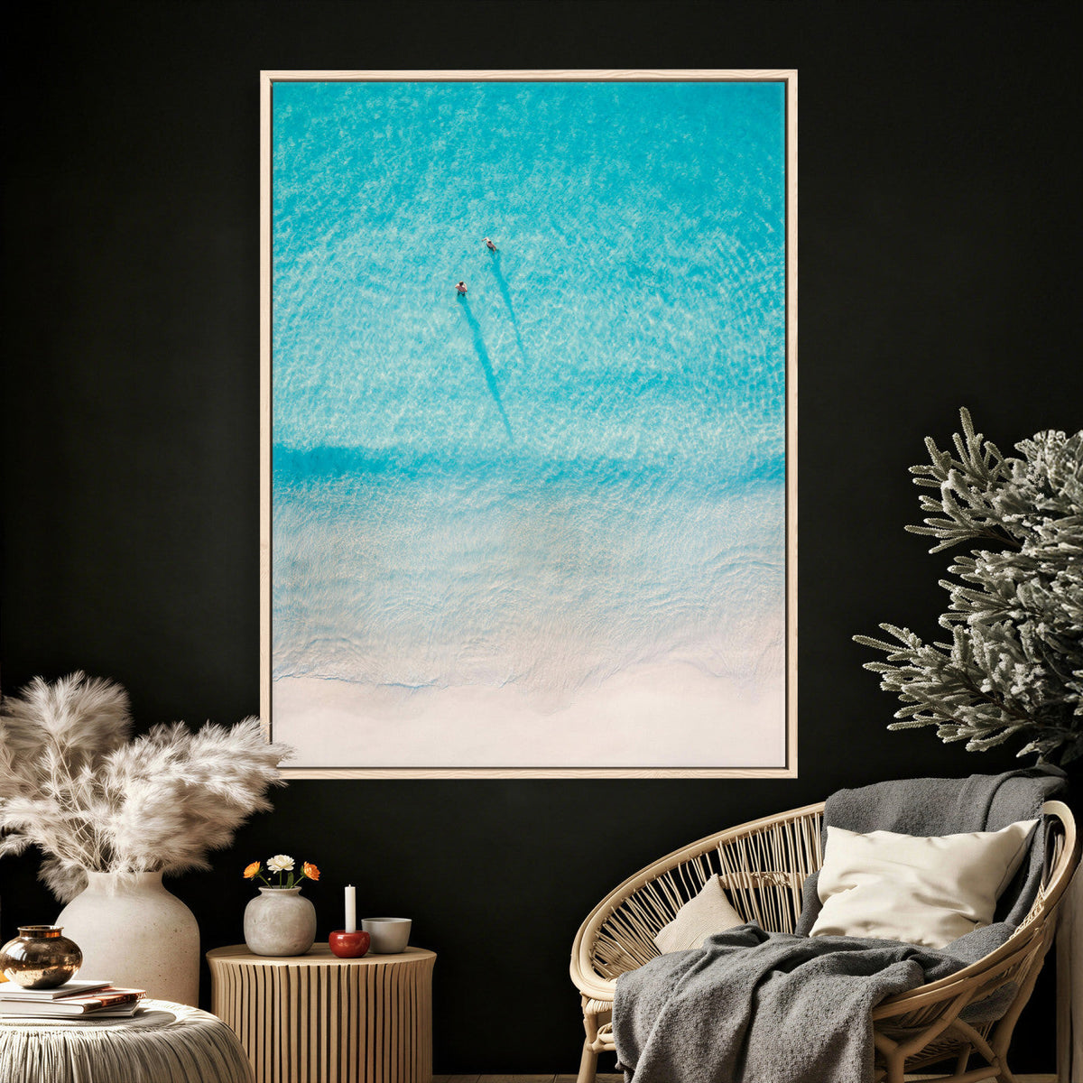 Aerial Turquoise Beach Wall Art Canvas Print – Minimal