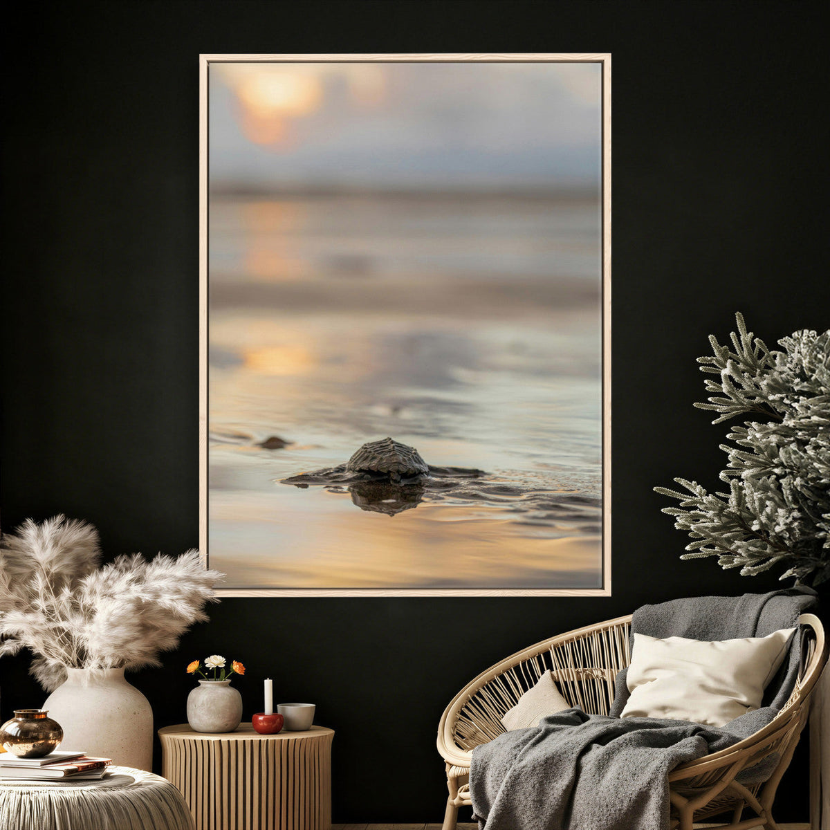 Sea Turtle Hatchling Wall Art Canvas Print – Soft Coastal