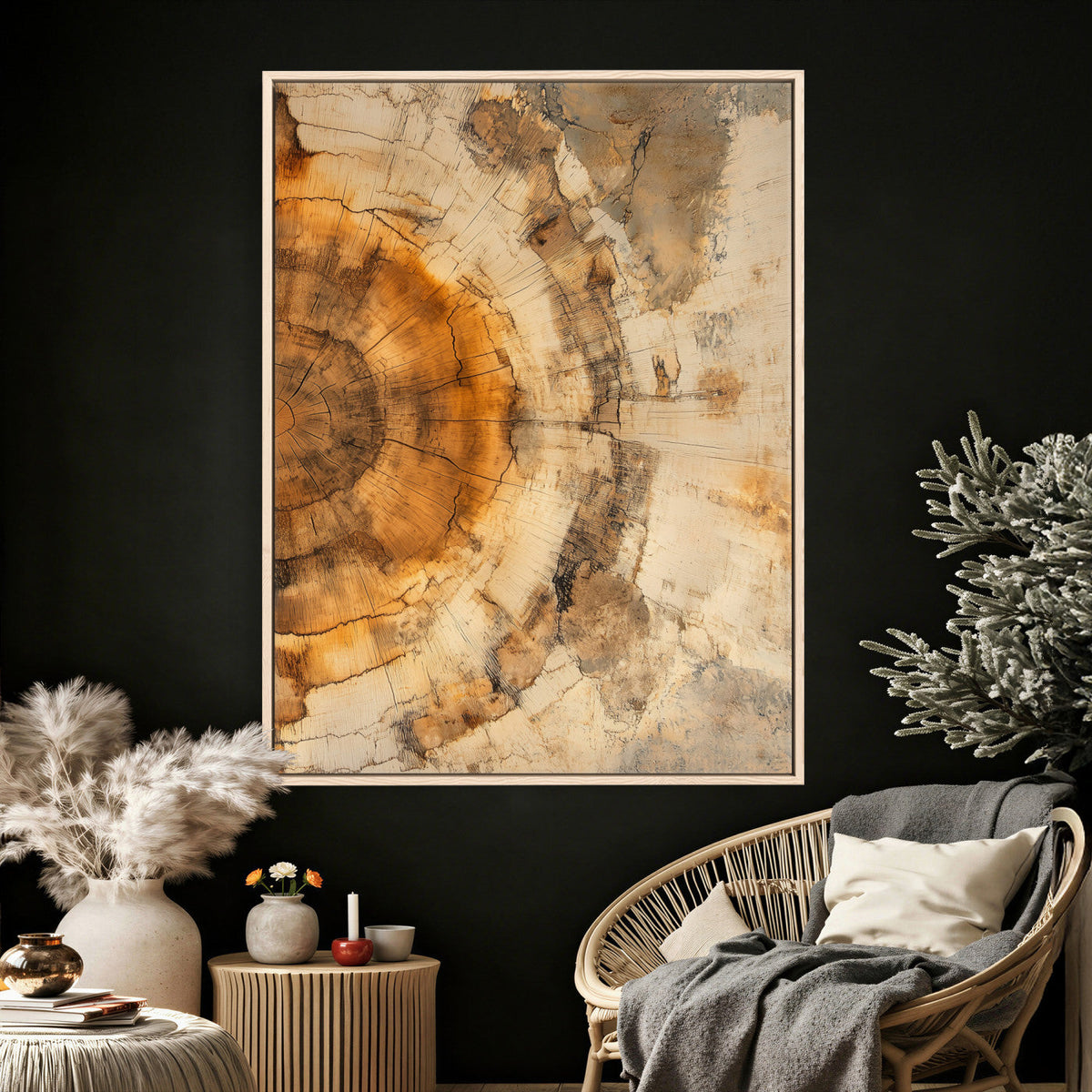 Abstract Wood Ring Wall Art Canvas Print – Natural Tree Ring