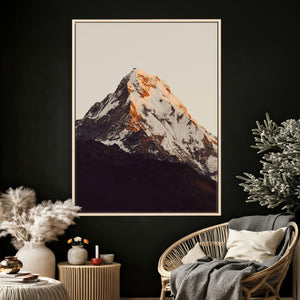 Golden Peak Mountain Wall Art Canvas Print, Minimal Alpine