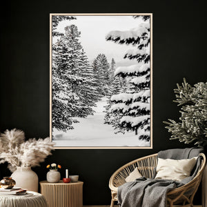Winter Pine Forest Wall Art Canvas Print, Minimal Winter