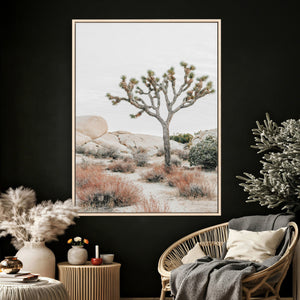 Joshua Tree Desert Wall Art Canvas Print, Minimal Southwest