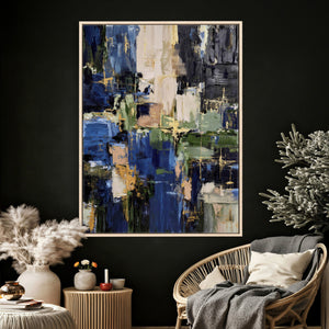 Abstract Dark Blue Wall Art Canvas Print