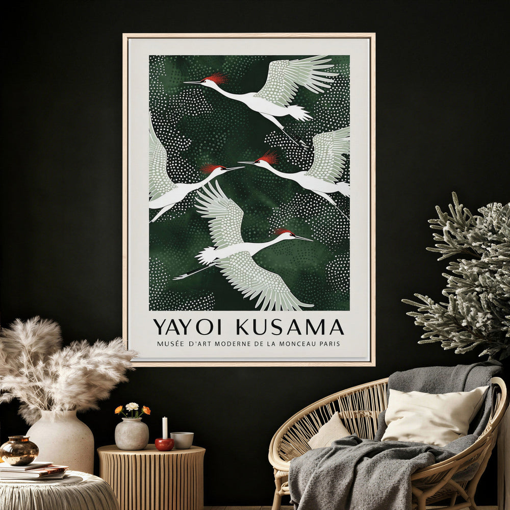 Yayoi Kusama Crane Bird Wall Art Canvas Print, Japanese