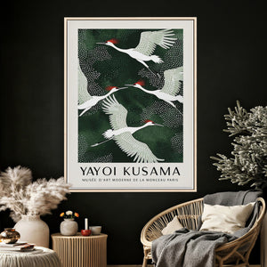 Yayoi Kusama Crane Bird Wall Art Canvas Print, Japanese