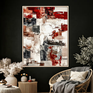 Blue Teal Abstract Canvas Wall Art, Modern Textured Painting Print, Navy Orange White Contemporary Art, Neutral Living Room Decor, Office Art