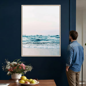 Minimal Ocean Wave Wall Art Canvas Print – Coastal Seascape