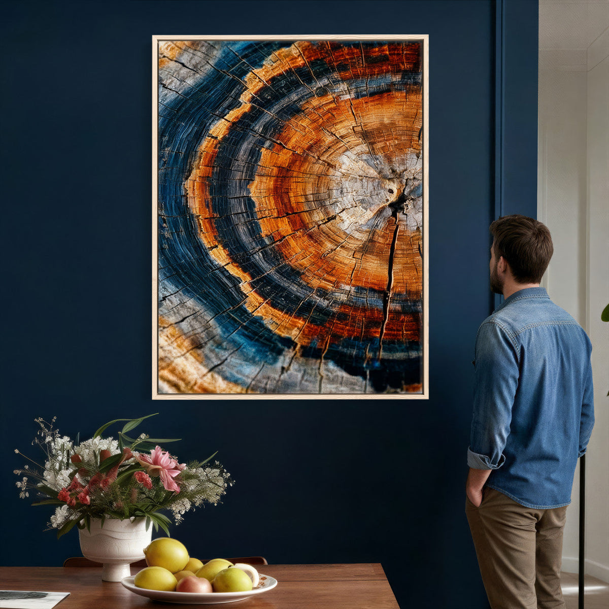 Abstract Wood Grain Canvas Print, Tree Ring Pattern Wall