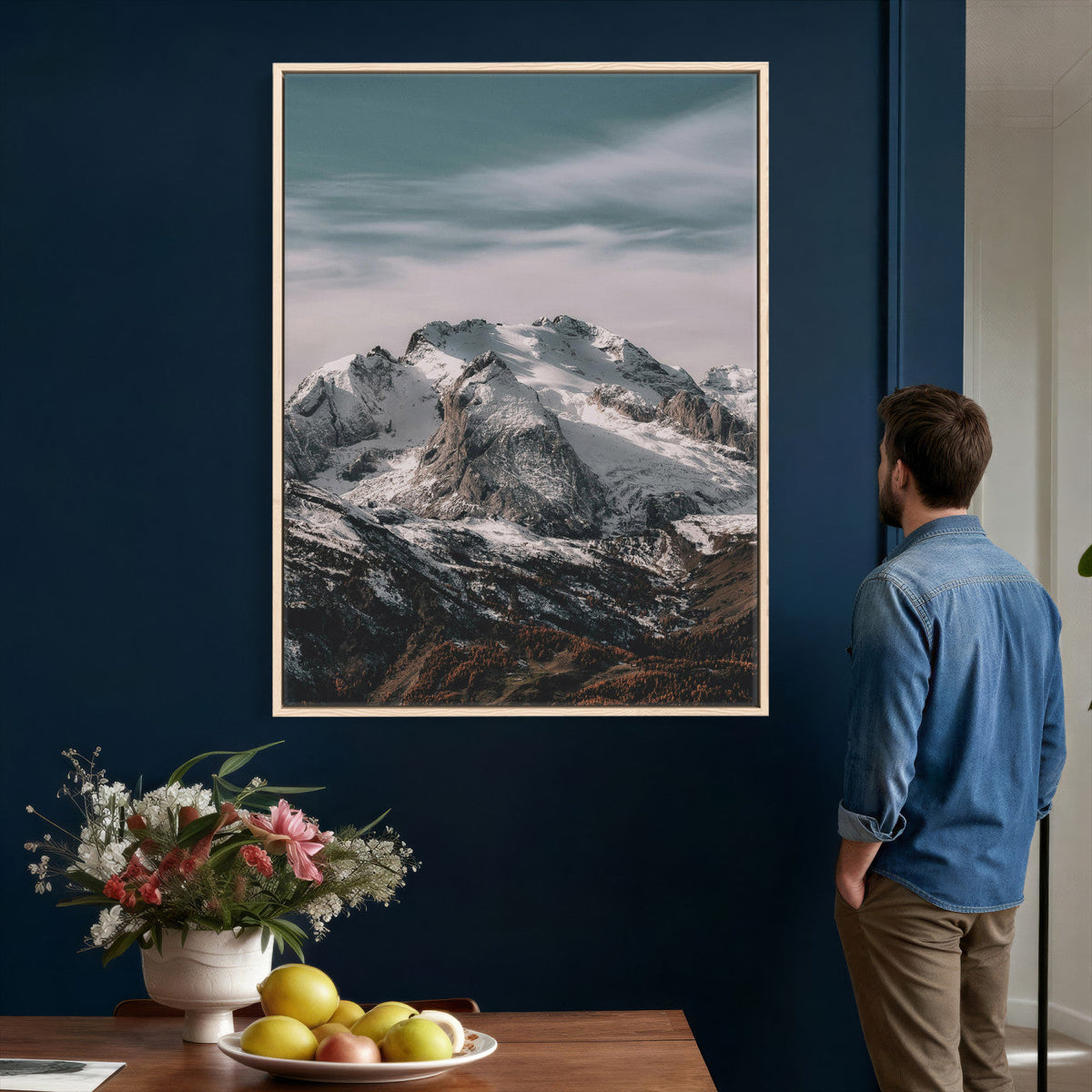 Alpine Mountain Landscape Wall Art Canvas Print, Snowy Peak
