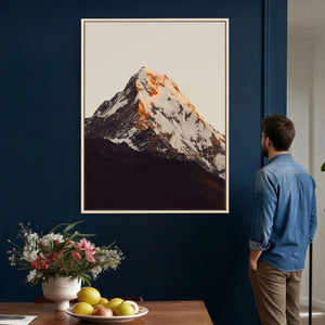 Golden Peak Mountain Wall Art Canvas Print, Minimal Alpine