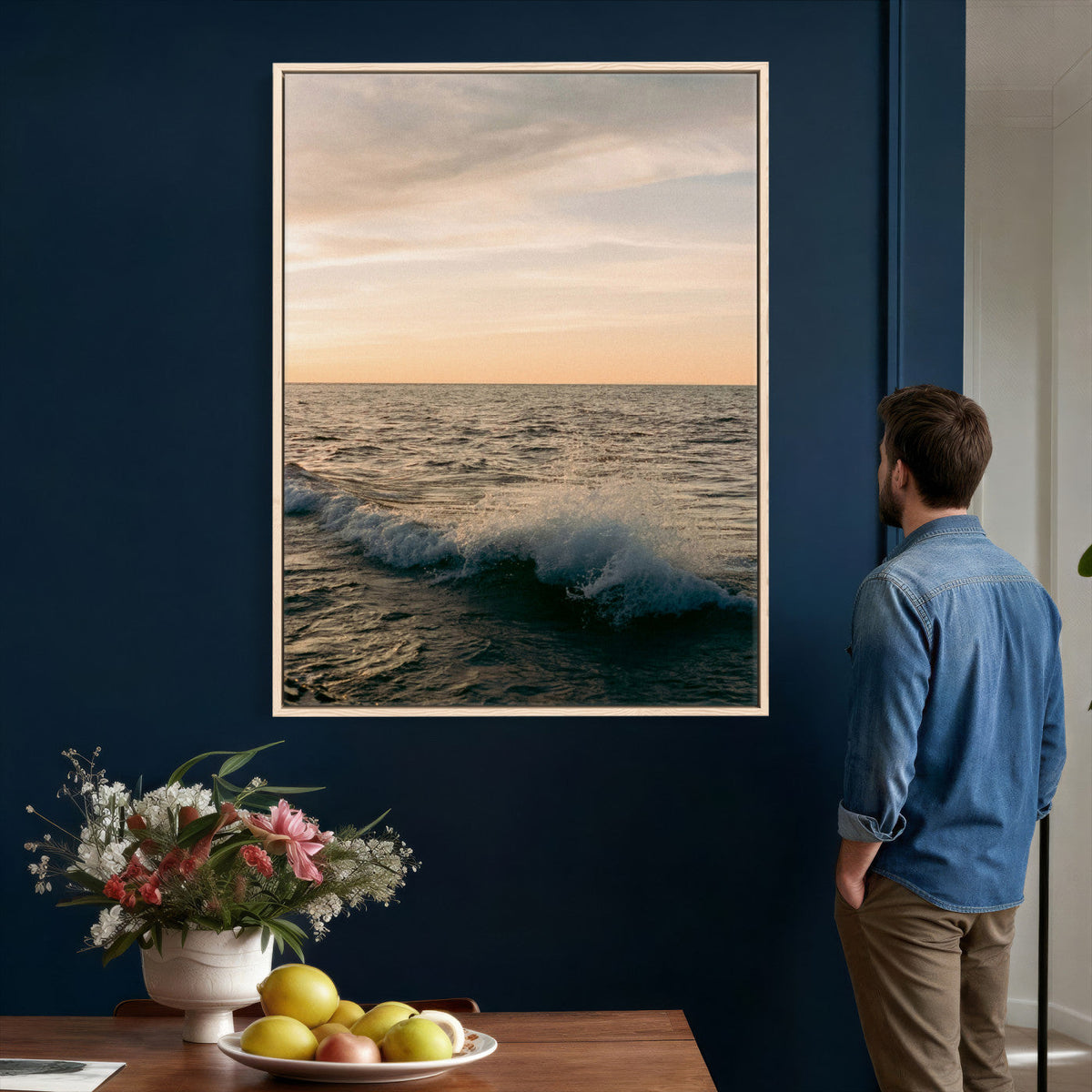 Ocean Wave Wall Art Canvas Print, Calm Coastal Nature