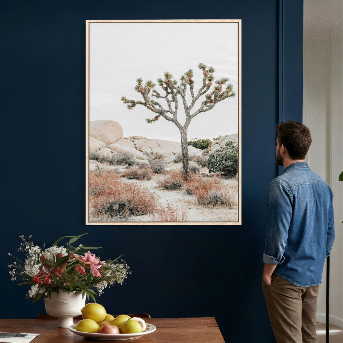 Joshua Tree Desert Wall Art Canvas Print, Minimal Southwest